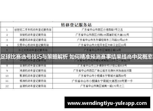 足球比赛选号技巧与策略解析 如何精准预测赛事结果提高中奖概率